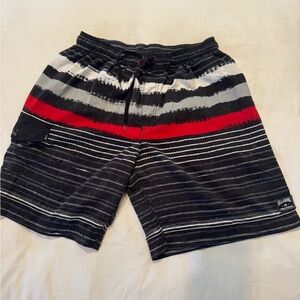 Billabong Black and Red Striped Swim Shorts